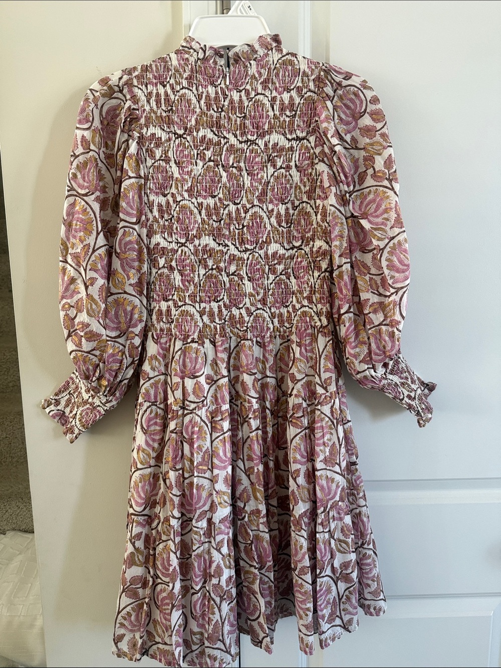 Tuckernuck-Oliphant Pink Floral Smocked Mini Dress S - Picture 6 of 6